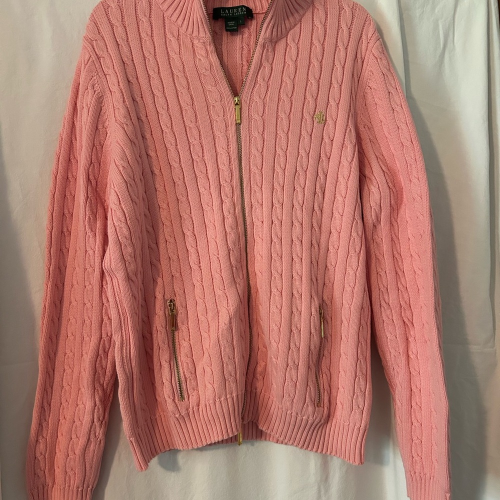 Ralph Lauren Pink Cable Knit Cardigan